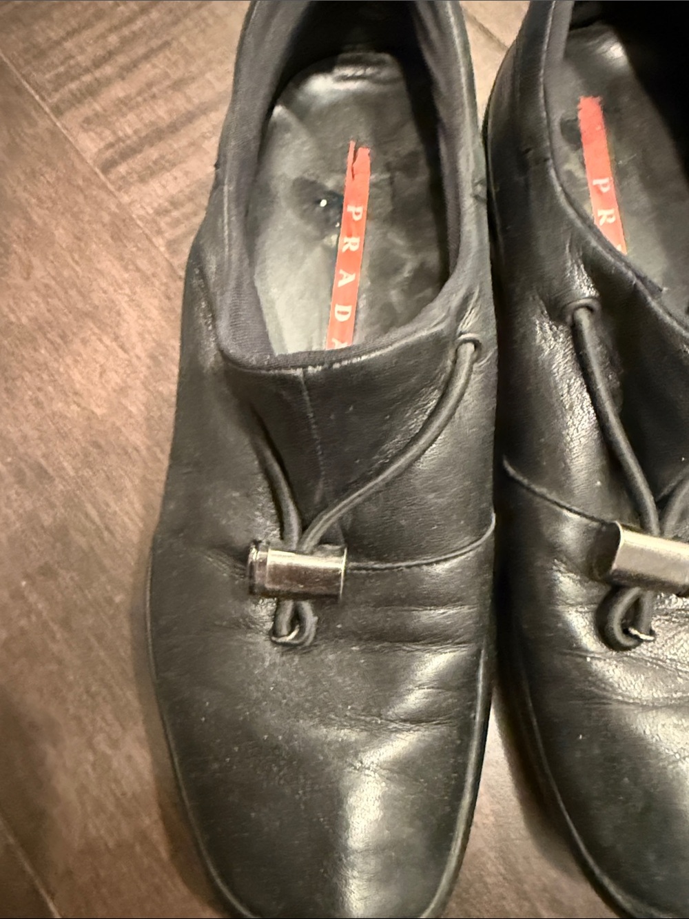 Prada Black Leather Slip-On Loafers with toggle size 38 woman’s - Picture 2 of 5